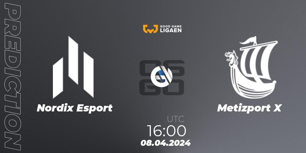 Prognoza Nordix Esport - Metizport X. 10.04.2024 at 16:00, Counter-Strike (CS2), Good Game-ligaen Spring 2024