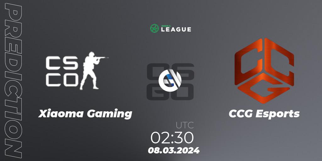 Prognoza Xiaoma Gaming - CCG Esports. 08.03.2024 at 02:30, Counter-Strike (CS2), ESEA Season 48: Advanced Division - North America