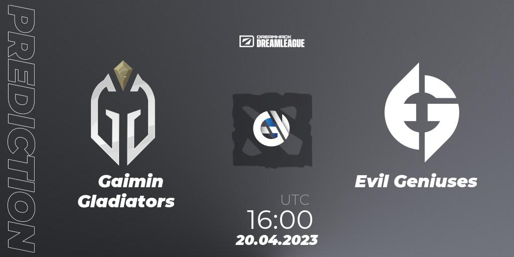 Prognoza Gaimin Gladiators - Evil Geniuses. 20.04.2023 at 15:55, Dota 2, DreamLeague Season 19 - Group Stage 2