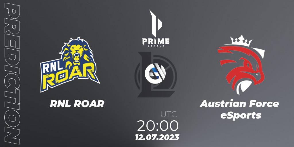 Prognoza RNL ROAR - Austrian Force eSports. 12.07.2023 at 20:00, LoL, Prime League 2nd Division Summer 2023