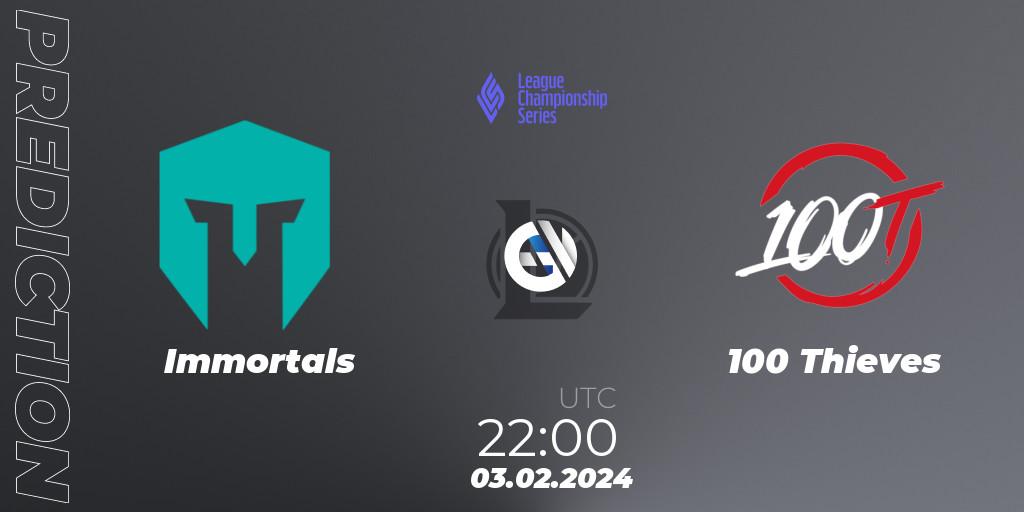 Prognoza Immortals - 100 Thieves. 03.02.24, LoL, LCS Spring 2024 - Group Stage