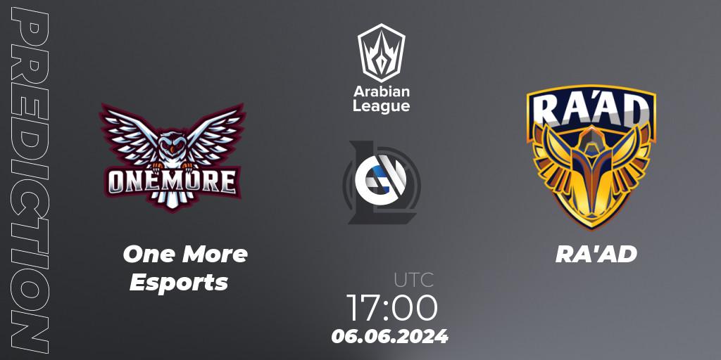 Prognoza One More Esports - RA'AD. 06.06.2024 at 17:00, LoL, Arabian League Summer 2024