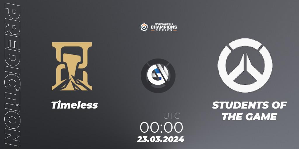 Prognoza Timeless - STUDENTS OF THE GAME. 22.03.2024 at 23:00, Overwatch, Overwatch Champions Series 2024 - North America Stage 1 Main Event