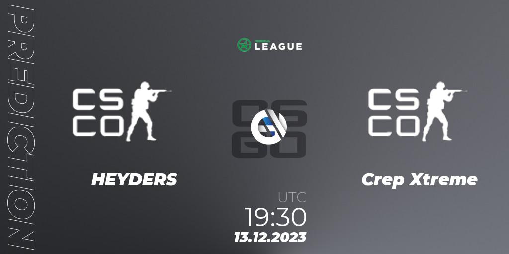 Prognoza HEYDERS - Crep Xtreme. 13.12.2023 at 19:30, Counter-Strike (CS2), ESEA Season 47: Open Division - Europe
