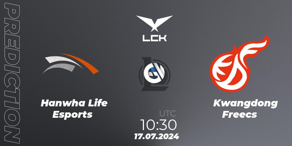Prognoza Hanwha Life Esports - Kwangdong Freecs. 17.07.2024 at 10:30, LoL, LCK Summer 2024 Group Stage