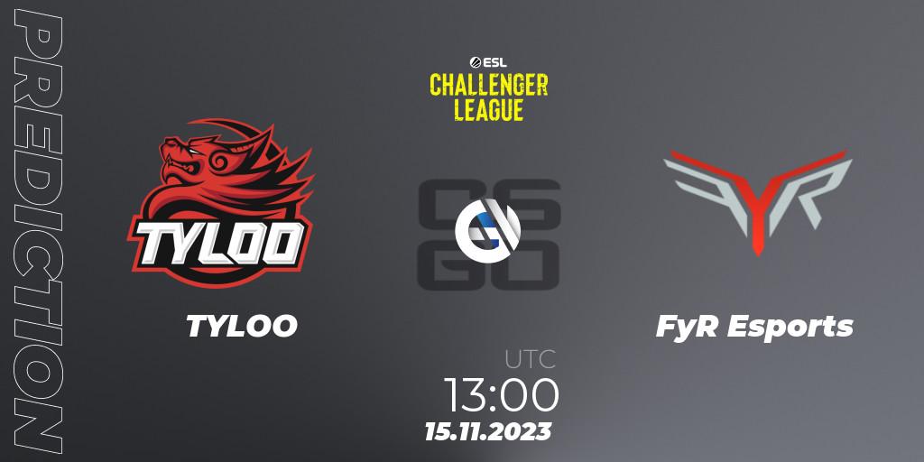 Prognoza TYLOO - FyR Esports. 15.11.23, CS2 (CS:GO), ESL Challenger League Season 46: Asia-Pacific