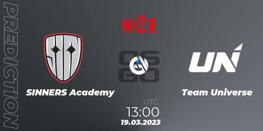 Prognoza SINNERS Academy - Team Universe. 19.03.2023 at 13:00, Counter-Strike (CS2), Tipsport Cup Prague Spring 2023: Closed Qualifier