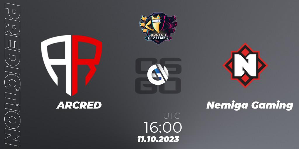 Prognoza ARCRED - Nemiga Gaming. 11.10.2023 at 13:00, Counter-Strike (CS2), Buster CS2 League