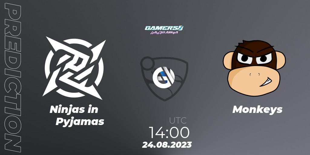 Prognoza Ninjas in Pyjamas - Monkeys. 24.08.2023 at 14:00, Rocket League, Gamers8 2023
