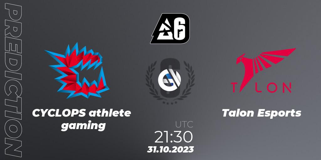 Prognoza CYCLOPS athlete gaming - Talon Esports. 31.10.23, Rainbow Six, BLAST Major USA 2023