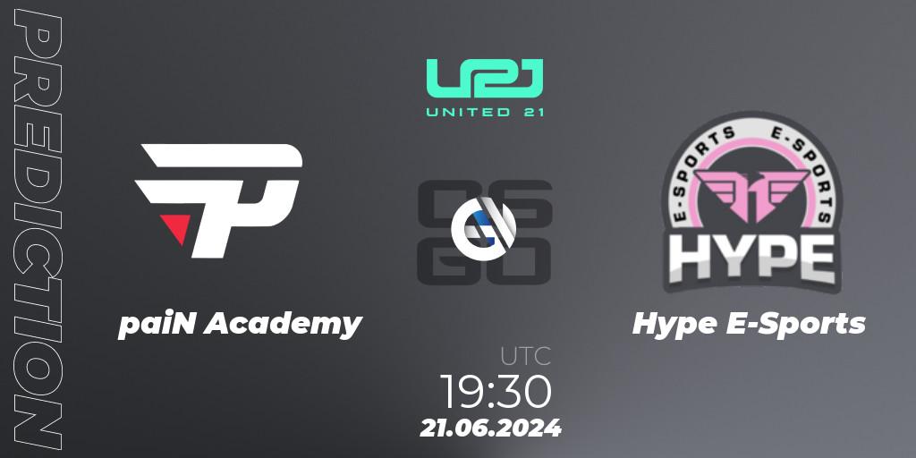 Prognoza paiN Academy - Hype E-Sports. 21.06.2024 at 19:30, Counter-Strike (CS2), United21 South America Season 1