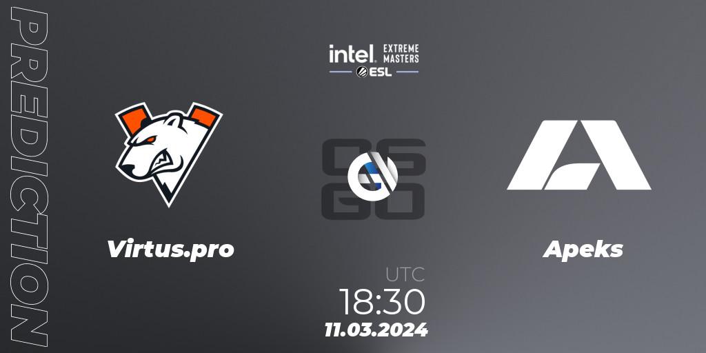 Prognoza Virtus.pro - Apeks. 11.03.24, CS2 (CS:GO), Intel Extreme Masters Dallas 2024: European Closed Qualifier