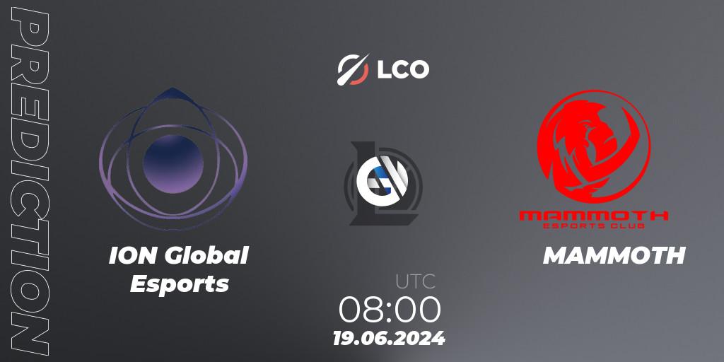 Prognoza ION Global Esports - MAMMOTH. 19.06.2024 at 08:00, LoL, LCO Split 2 2024 - Group Stage
