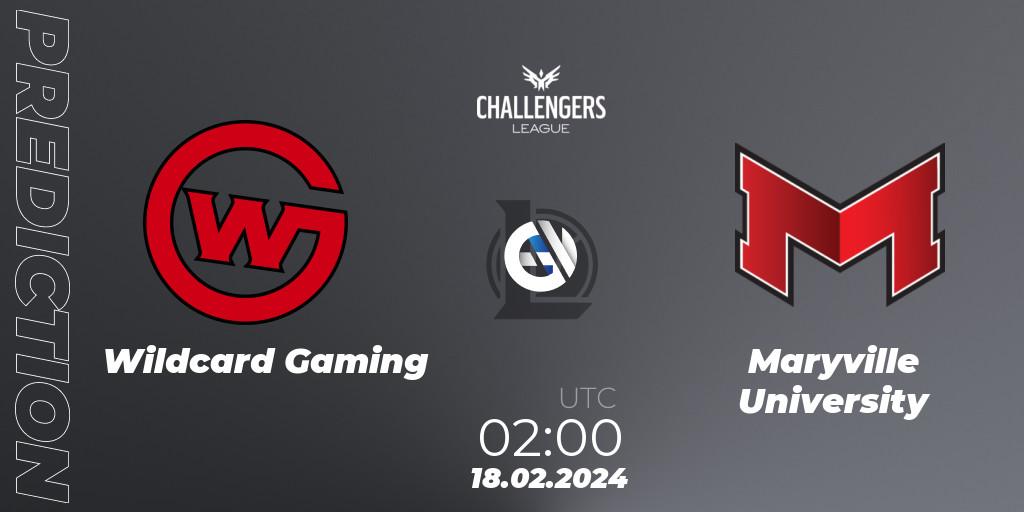 Prognoza Wildcard Gaming - Maryville University. 18.02.2024 at 02:00, LoL, NACL 2024 Spring - Group Stage