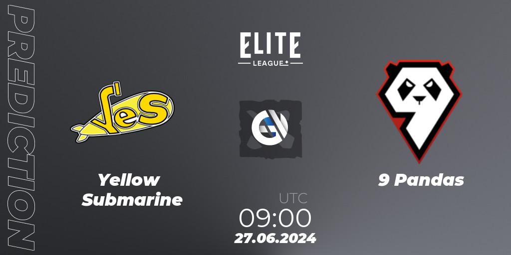 Prognoza Yellow Submarine - 9 Pandas. 27.06.2024 at 09:20, Dota 2, Elite League Season 2: Eastern Europe Closed Qualifier