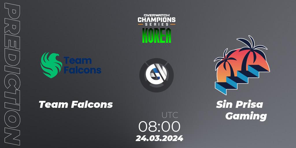 Prognoza Team Falcons - Sin Prisa Gaming. 24.03.2024 at 08:00, Overwatch, Overwatch Champions Series 2024 - Stage 1 Korea