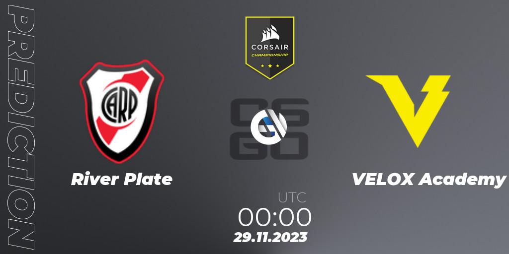 Prognoza River Plate - VELOX Academy. 29.11.23, CS2 (CS:GO), Corsair Championship 2023
