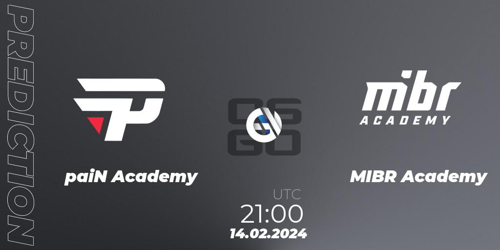 Prognoza paiN Academy - MIBR Academy. 14.02.24, CS2 (CS:GO), RedZone PRO League Season 1
