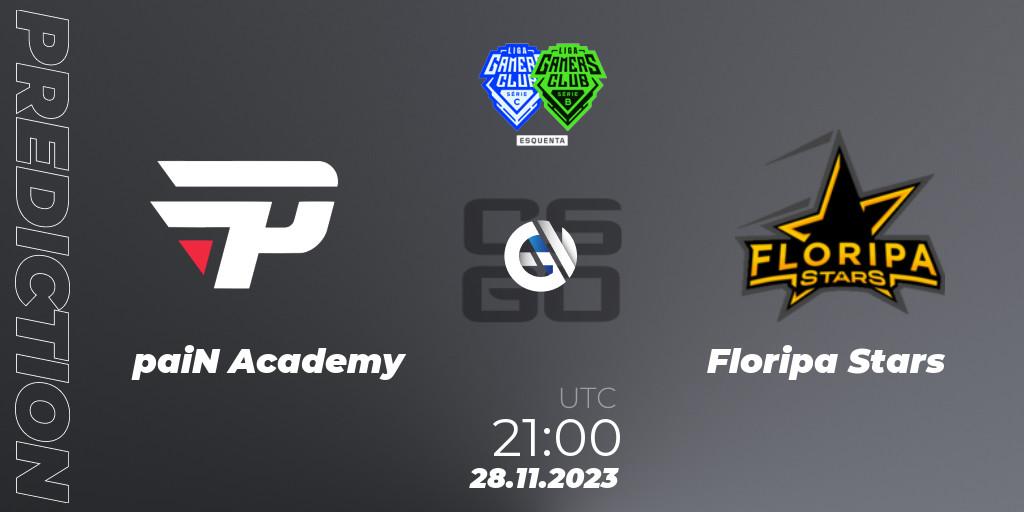 Prognoza paiN Academy - Floripa Stars. 28.11.2023 at 21:00, Counter-Strike (CS2), Gamers Club Liga Série B&C: Esquenta