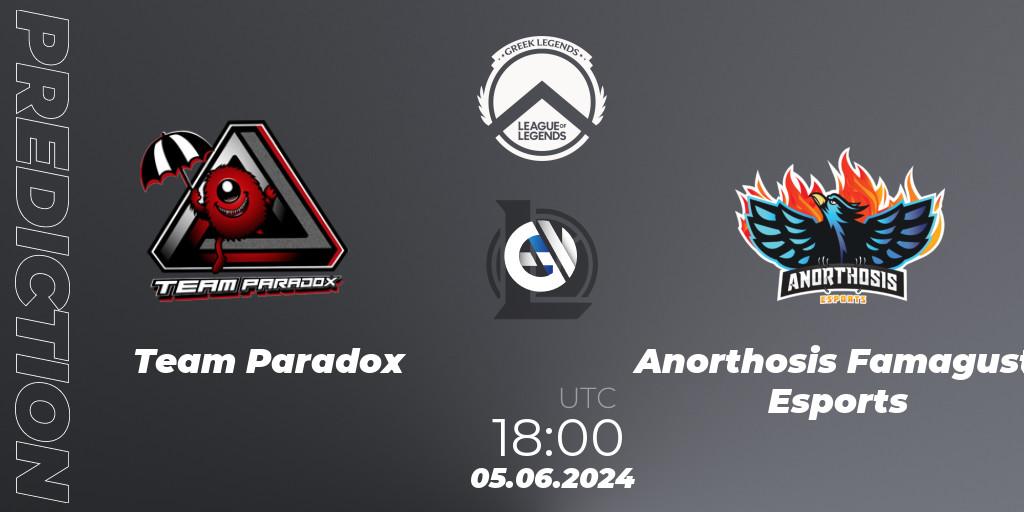 Prognoza Team Paradox - Anorthosis Famagusta Esports. 05.06.2024 at 18:00, LoL, GLL Summer 2024