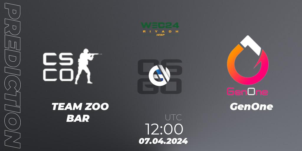 Prognoza TEAM ZOO BAR - GenOne. 07.04.24, CS2 (CS:GO), IESF World Esports Championship 2024: French Qualifier