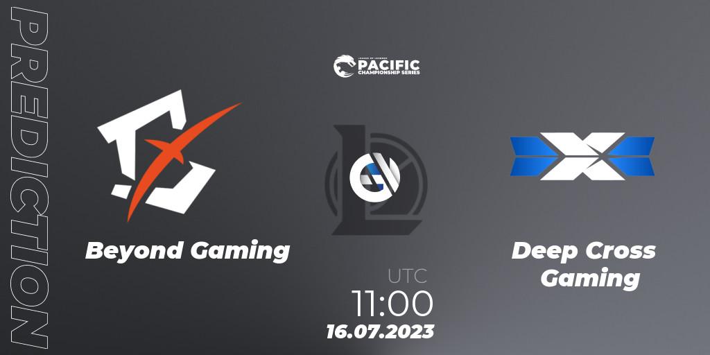 Prognoza Beyond Gaming - Deep Cross Gaming. 16.07.2023 at 11:00, LoL, PACIFIC Championship series Group Stage