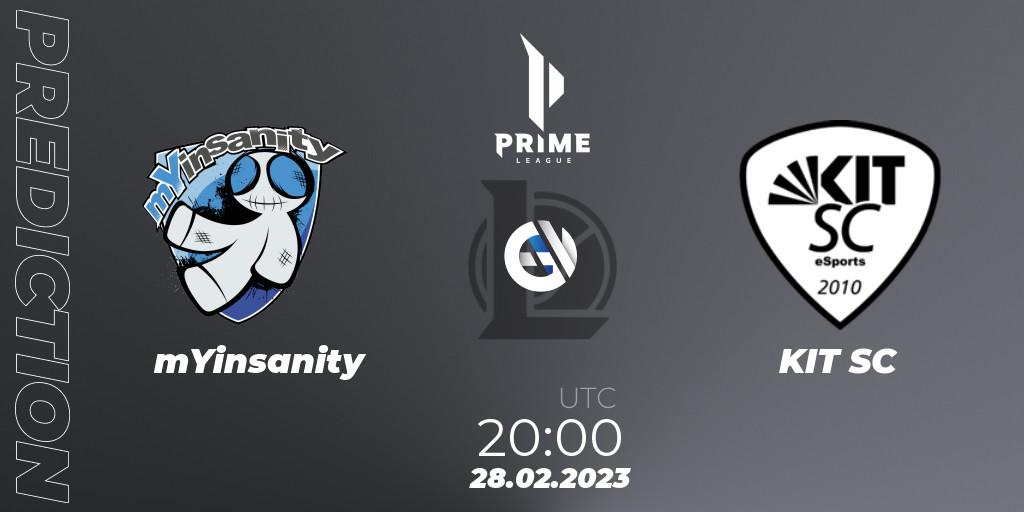 Prognoza mYinsanity - KIT SC. 28.02.2023 at 21:00, LoL, Prime League 2nd Division Spring 2023 - Group Stage