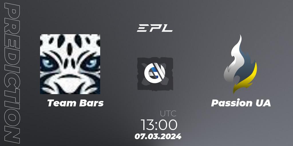 Prognoza Team Bars - Passion UA. 07.03.2024 at 13:00, Dota 2, European Pro League Season 17: Division 2
