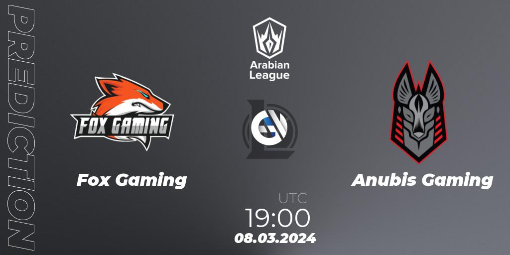 Prognoza Fox Gaming - Anubis Gaming. 08.03.24, LoL, Arabian League Spring 2024