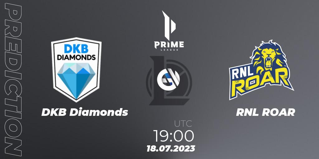 Prognoza DKB Diamonds - RNL ROAR. 18.07.2023 at 19:00, LoL, Prime League 2nd Division Summer 2023