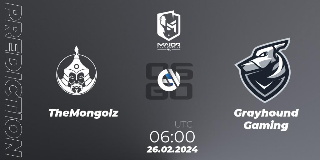 Prognoza TheMongolz - Grayhound Gaming. 26.02.24, CS2 (CS:GO), PGL CS2 Major Copenhagen 2024 Asia RMR
