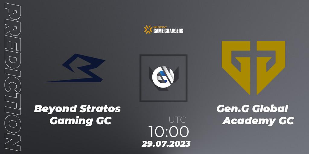 Prognoza Beyond Stratos Gaming GC - Gen.G Global Academy GC. 29.07.2023 at 09:30, VALORANT, VCT 2023: Game Changers Korea Stage 1