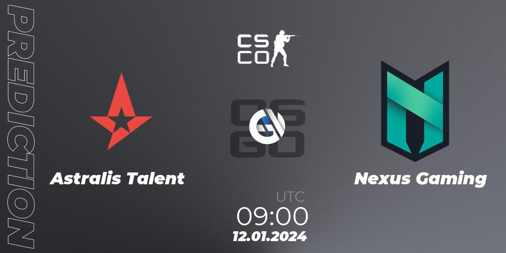 Prognoza Astralis Talent - Nexus Gaming. 12.01.2024 at 09:00, Counter-Strike (CS2), European Pro League Season 14: Division 2