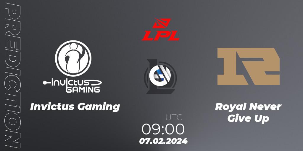 Prognoza Invictus Gaming - Royal Never Give Up. 07.02.24, LoL, LPL Spring 2024 - Group Stage