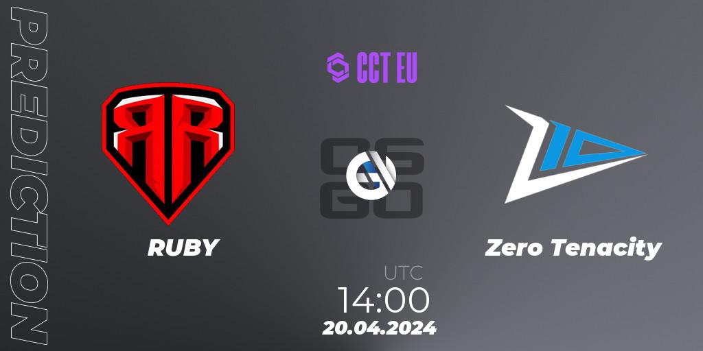 Prognoza RUBY - Zero Tenacity. 20.04.24, CS2 (CS:GO), CCT Season 2 Europe Series 1 Closed Qualifier