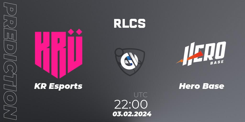 Prognoza KRÜ Esports - Hero Base. 03.02.2024 at 19:00, Rocket League, RLCS 2024 - Major 1: SAM Open Qualifier 1
