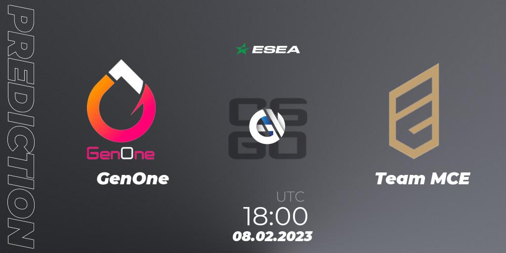 Prognoza GenOne - Team MCE. 08.02.23, CS2 (CS:GO), ESEA Season 44: Advanced Division - Europe