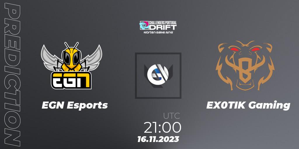 Prognoza EGN Esports - EX0TIK Gaming. 16.11.23, VALORANT, VALORANT Challengers 2023 Portugal: Drift