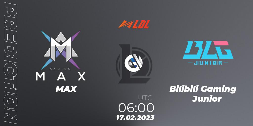 Prognoza MAX - Bilibili Gaming Junior. 17.02.2023 at 06:00, LoL, LDL 2023 - Regular Season
