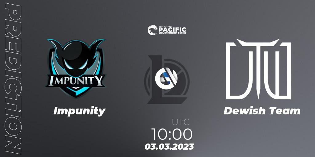 Prognoza Impunity - Dewish Team. 03.03.2023 at 10:00, LoL, PCS Spring 2023 - Group Stage