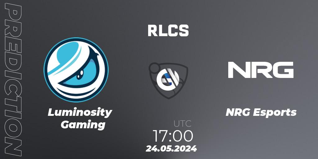 Prognoza Luminosity Gaming - NRG Esports. 24.05.2024 at 17:00, Rocket League, RLCS 2024 - Major 2: NA Open Qualifier 6