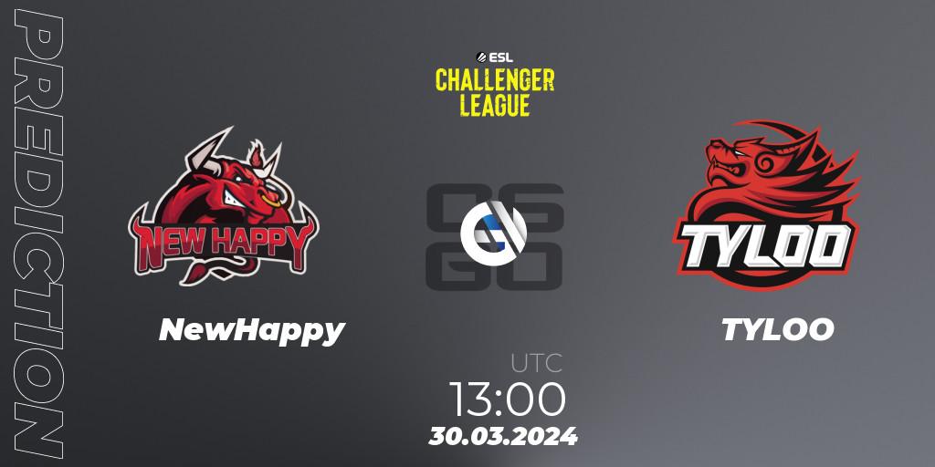 Prognoza NewHappy - TYLOO. 30.03.24, CS2 (CS:GO), ESL Challenger League Season 47: Asia