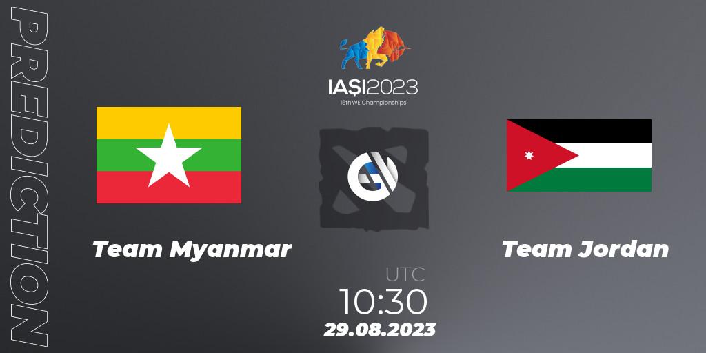 Prognoza Team Myanmar - Team Jordan. 29.08.2023 at 12:09, Dota 2, IESF World Championship 2023