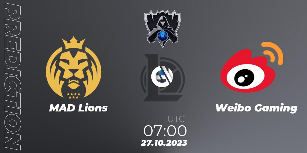 Prognoza MAD Lions - Weibo Gaming. 26.10.23, LoL, Worlds 2023 LoL - Group Stage