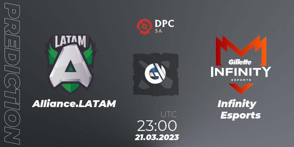 Prognoza Alliance.LATAM - Infinity Esports. 21.03.23, Dota 2, DPC 2023 Tour 2: SA Division I (Upper)