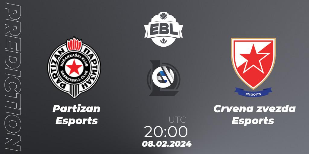 Prognoza Partizan Esports - Crvena zvezda Esports. 08.02.2024 at 20:00, LoL, Esports Balkan League Season 14