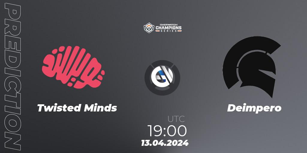 Prognoza Twisted Minds - Deimpero. 13.04.2024 at 19:00, Overwatch, Overwatch Champions Series 2024 - EMEA Stage 2 Group Stage