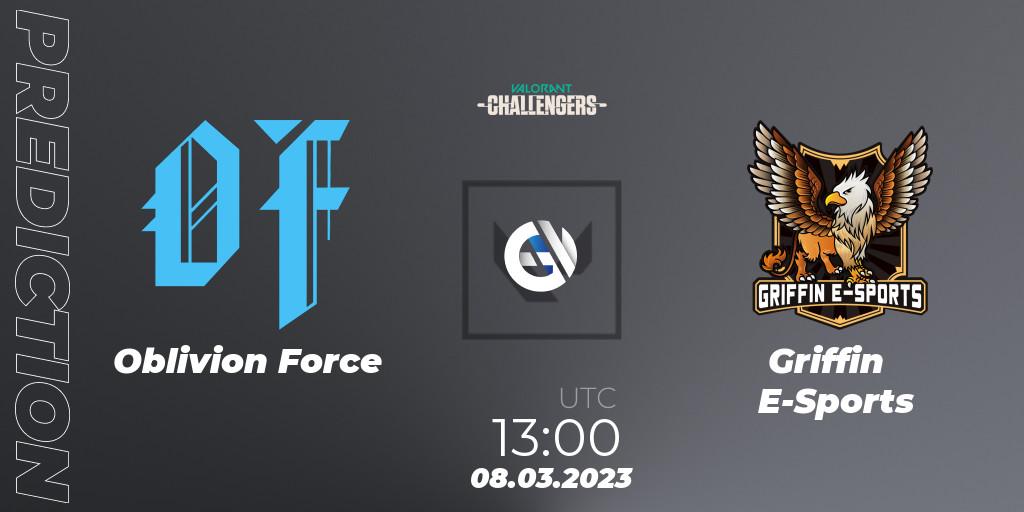 Prognoza Oblivion Force - Griffin E-Sports. 08.03.2023 at 13:00, VALORANT, VALORANT Challengers 2023: Hong Kong and Taiwan Split 1