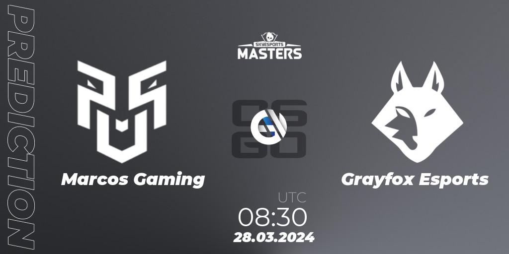 Prognoza Marcos Gaming - Grayfox Esports. 28.03.2024 at 08:30, Counter-Strike (CS2), Skyesports Masters 2024: Indian Qualifier