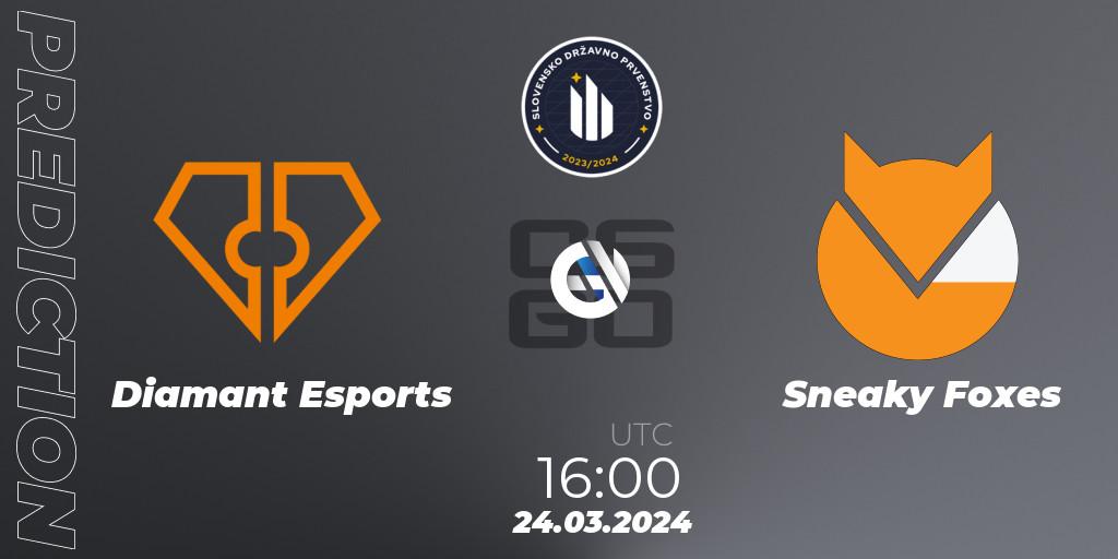 Prognoza Diamant Esports - Sneaky Foxes. 05.04.2024 at 15:00, Counter-Strike (CS2), Slovenian National Championship 2024